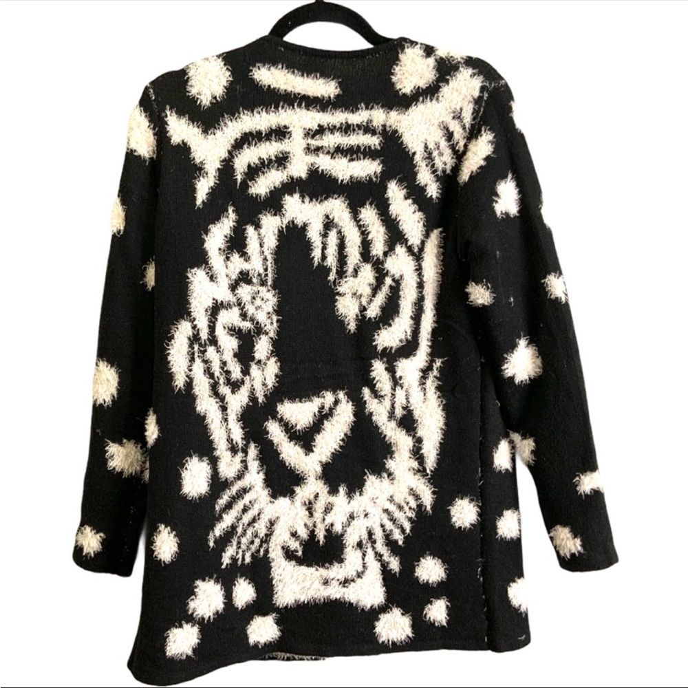 VIP Black/White Eyelash Knit Open Front Cardigan M